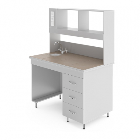 ХИМИЧЕСКИЙ ЛАБОРАТОРНЫЙ СТОЛ СО СТОЛЕШНИЦЕЙ ИЗ КЕРАМОГРАНИТНОЙ ПЛИТКИ НВ-1200 ПКХ