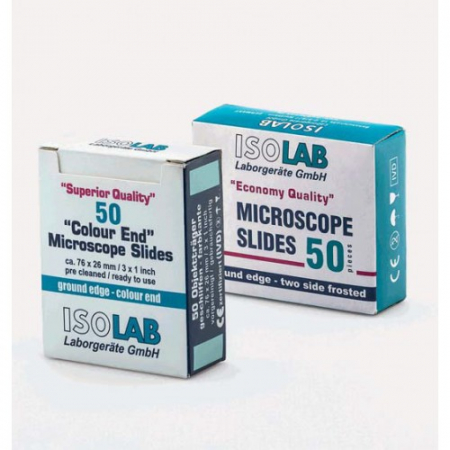ПРЕДМЕТНЫЕ СТЕКЛА С ШЛИФОВАННОЙ КРОМКОЙ, С МАТОВЫМИ ПОЛЯМИ, 50 ШТ/УПАК, ISOLAB, АРТ. 075.02.004