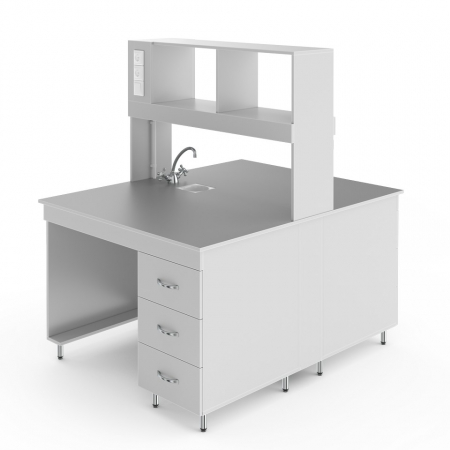 ХИМИЧЕСКИЙ ОСТРОВНОЙ СТОЛ СО СТОЛЕШНИЦЕЙ ИЗ ХИМСТОЙКОГО ПЛАСТИКА НВ-1200 ОСПХ