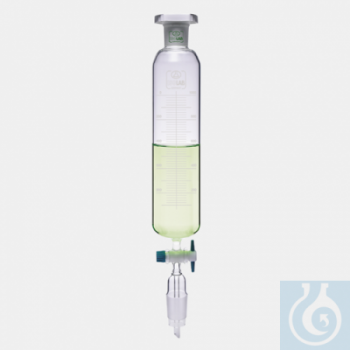 КАПЕЛЬНАЯ ВОРОНКА - ЦИЛИНДРИЧЕСКАЯ - ГРАДУИРОВАННАЯ - PTFE КРАН - NS29/32 - 1000 М