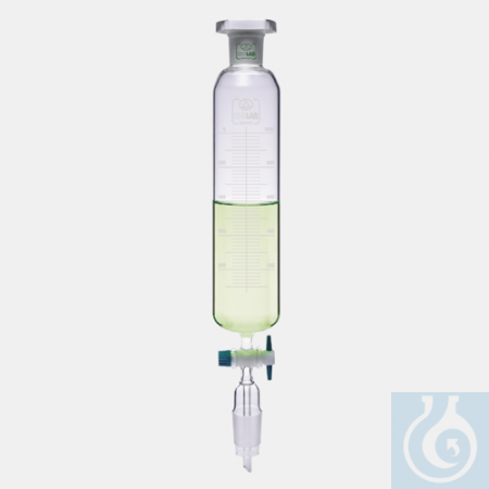 КАПЕЛЬНАЯ ВОРОНКА - ЦИЛИНДРИЧЕСКАЯ - ГРАДУИРОВАННАЯ - PTFE КРАН - NS29/32 - 1000 М