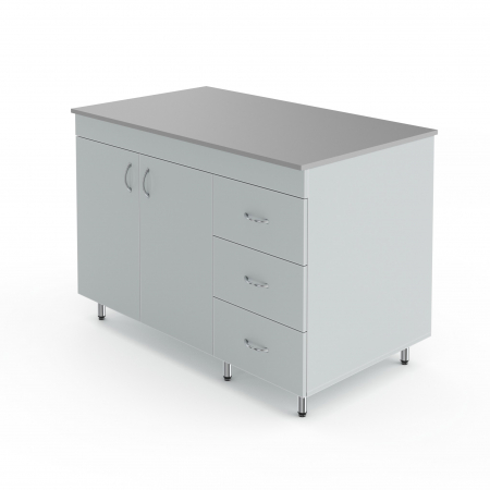 ЛАБОРАТОРНЫЙ СТОЛ-ТУМБА СО СТОЛЕШНИЦЕЙ ИЗ ХИМСТОЙКОГО ПЛАСТИКА ТЕОЛАБ НВ-1200 СТСП