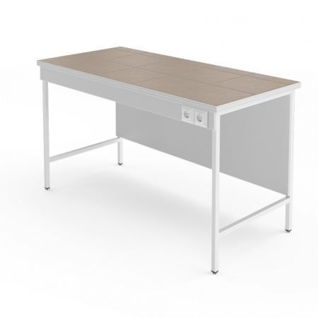 ВЫСОКИЙ ЛАБОРАТОРНЫЙ СТОЛ С РОЗЕТКАМИ И СТОЛЕШНИЦЕЙ ИЗ КЕРАМОГРАНИТНОЙ ПЛИТКИ НВ-1500 ЛКВ-Р