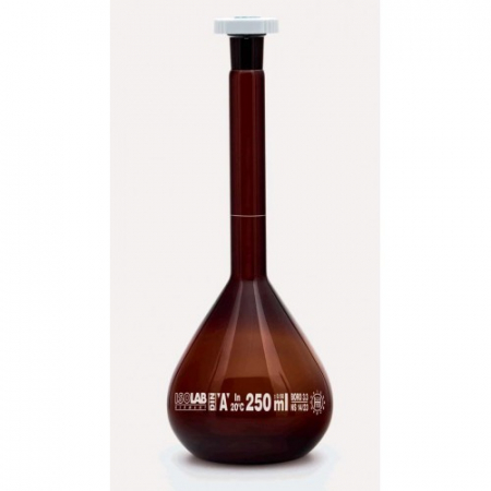 КОЛБА МЕРНАЯ, КЛАСС А, ТЕМНАЯ, БЕЛАЯ ШКАЛА, СЕРТИФИКАТ ПАРТИИ - ПП ПРОБКА - NS