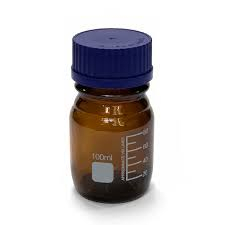 БУТЫЛЬ - ВИНТОВАЯ КРЫШКА - СРЕДНЕЕ ГОРЛО - БОРО.СТЕКЛО - ТЕМНАЯ - 100 МЛ