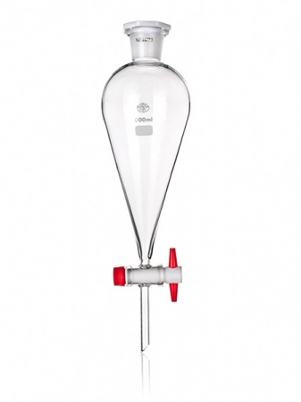 ДЕЛИТЕЛЬНАЯ ВОРОНКА - КОНИЧЕСКАЯ - НЕГРАДУИРОВАННАЯ - PTFE КРАН - 2000 МЛ