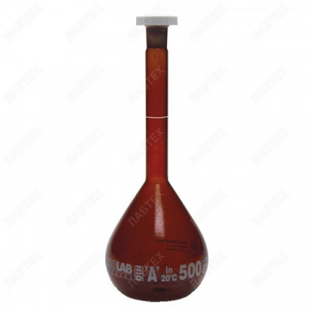 КОЛБА МЕРНАЯ 100 МЛ, NS 14/23, КЛАСС А, ТЕМНАЯ, БЕЛАЯ ШКАЛА, СЕРТИФИКАТ ПАРТИИ - ПП, ПРОБКА