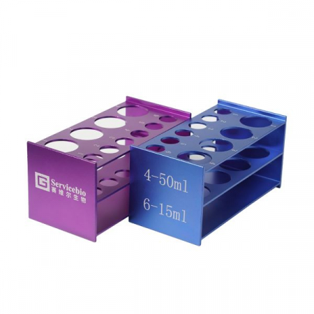 ШТАТИВ ДЛЯ ПРОБИРОК, 15 МЛ 6 МЕСТ + 50 МЛ 4 МЕСТА, АЛЮМИНИЙ