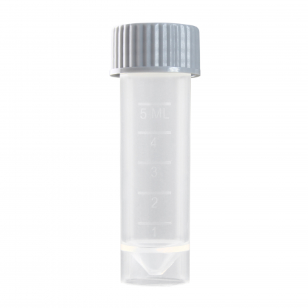 ПРОБИРКА ВИНТОВАЯ 5 МЛ С ЮБКОЙ, C СЕРОЙ КРЫШКОЙ (100 ШТ.УП.) СТЕРИЛЬНАЯ АНАЛОГ CORNING