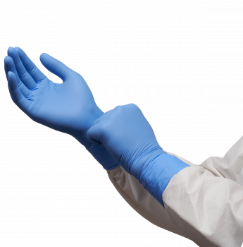 PURETECH® NEUTRINO PROTECT ПЕРЧАТКИ НИТРИЛОВЫЕ C ТЕКСТУР.ПАЛЬЦАМИ 30СМ, S, ГОЛУБЫЕ, 50ПАР/УПАК