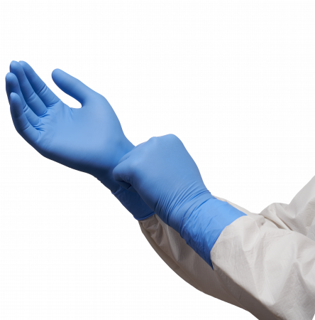 PURETECH® NEUTRINO PROTECT ПЕРЧАТКИ НИТРИЛОВЫЕ C ТЕКСТУР.ПАЛЬЦАМИ 30СМ, S, ГОЛУБЫЕ, 50ПАР/УПАК